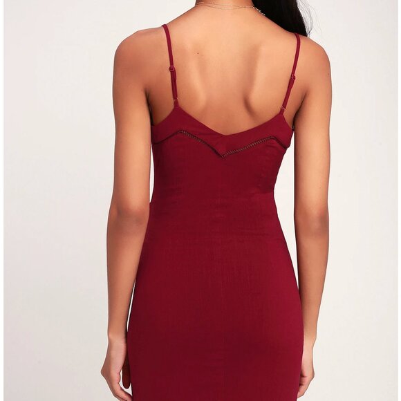 Free People Dylan Burgundy Wrap Mini Dress - Picture 7 of 8